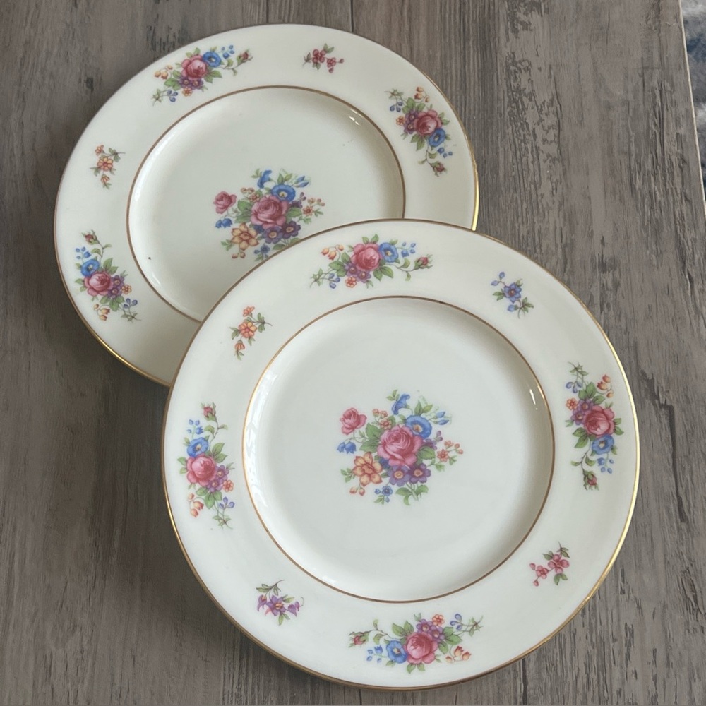 Lenox Rose Floral Porcelain Salad Plates set of 2